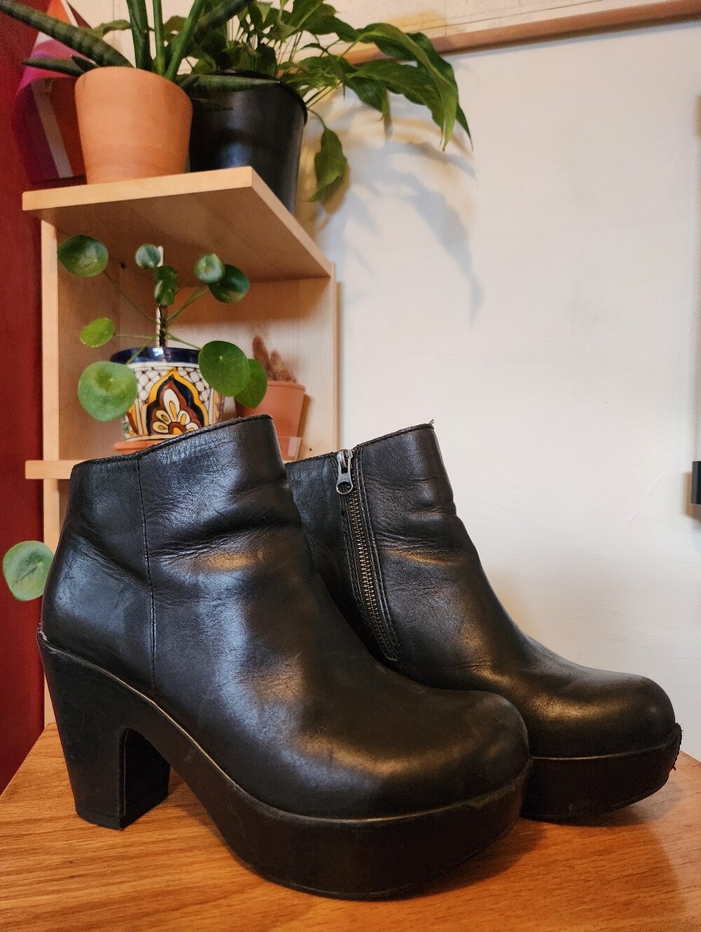 Kork-Ease Black Platform Ankle Booties